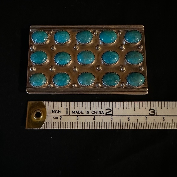 Beautiful sterling & turquoise handmade belt buckle main image 7